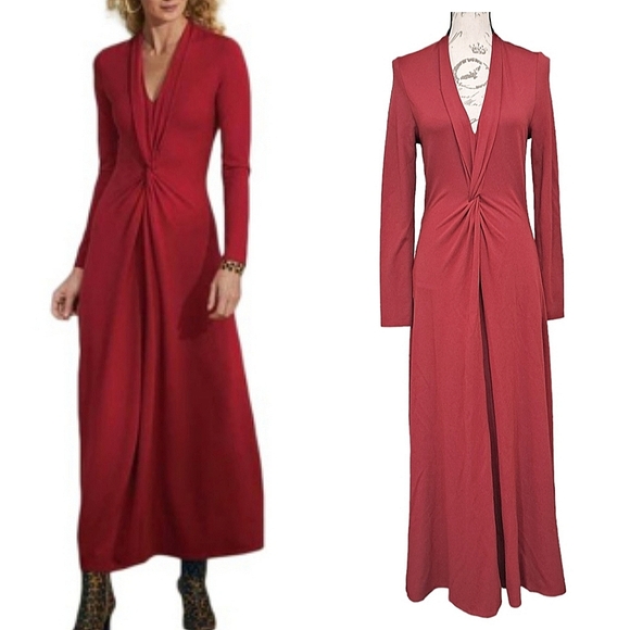 Soft Surroundings Dresses & Skirts - Soft Surroundings Jersey Ponte knit Dahlia long sleeve knot Lagia maxi dress